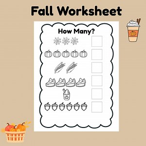 Fall Worksheet, Fall Activity, Counting Worksheet, Kindergarten Activity, Lesson Plan, Fall Printable, Kids Worksheet, Numbers, Homeschool
