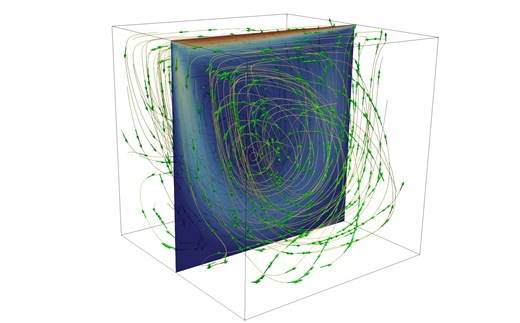 LBM 三维顶盖驱动流