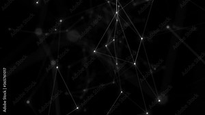 Abstract technology background from animated lines and dots. Looping seamless space geometrical backdrop