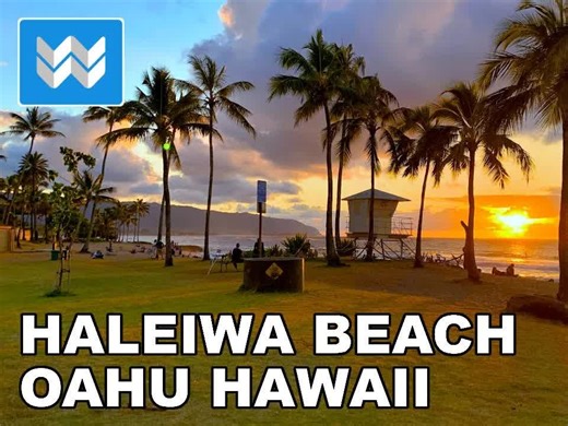 【4K】夏威夷丨瓦胡岛北岸哈雷瓦海滩公园-日落徒步旅行🎧