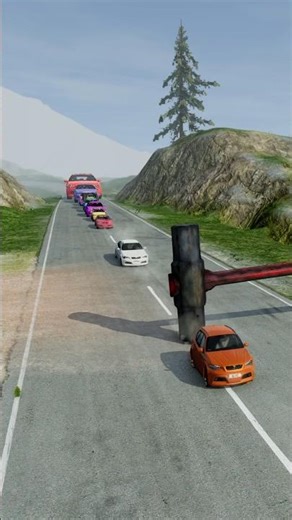 Big & Small Colorful Cars vs Giant Hammer #186 | BeamNG.drive