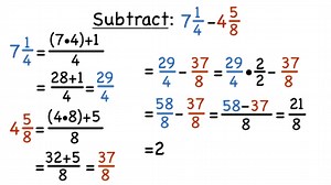 How Do You Subtract Mixed Fractions with Different Denominators by Converting to Improper Fractions? | Virtual Nerd