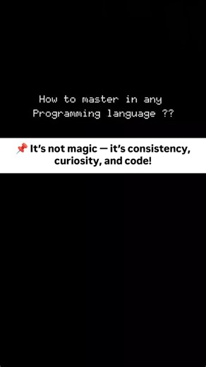𝗖𝗼𝗱𝗶𝗻𝗴 𝗿𝗲𝘀𝗼𝘂𝗿𝗰𝗲𝘀 • 𝗙𝘂𝗹𝗹𝘀𝘁𝗮𝗰𝗸🧑‍💻 on Instagram: "Follow & Comment "playlist" For Master in Any Programming language It’s not magic — it’s consistency, curiosity, and code! —Learn the fundamentals deeply —Build real-world projects —Read & analyze others' code —Contribute to open source —Debug like a detective Repeat daily! Follow @decode_leox for more daily coding wisdom! #ProgrammingTips #LearnToCode #CodingJourney #DevLife #MasterCoding #CodeSmart #TechSkills #decode_leo
