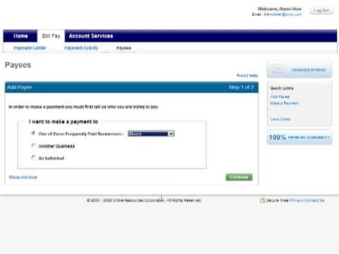 Add a Payee to Online Billpay