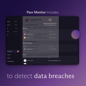 Proton Pass Monitor is now available! ✨ Discover weak and reused passwords ✨ Find accounts with inactive 2FA ✨ Get breach notifications for emails, aliases, and passwords. It may take a little time for Proton Pass Monitor to become available on all platforms, thanks for your patience! Learn more: https://proton.me/blog/proton-pass-monitor | Proton
