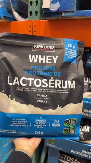 Kirkland Signature vanilla whey protein spotted at your local warehouse! ✨ - 25g of protein - 70 servings - no added sugar - no soy ingredients Itm. 1939706 Seen at Costco Brampton | Costco Wholesale Canada