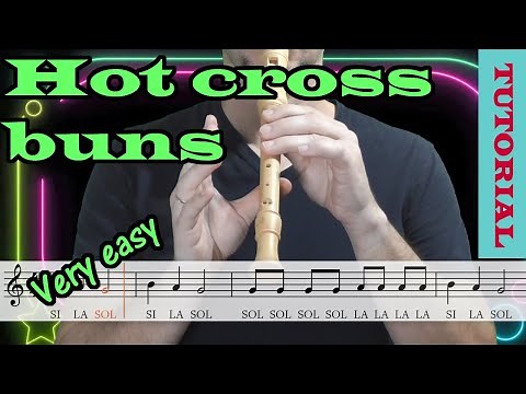 Hot cross buns - Tutorial flauta con partitura | Karaoke instrumental