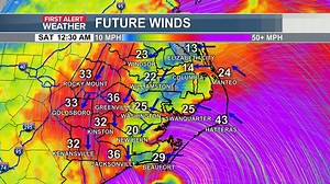 As of the latest update from Potential Tropical Cyclone 16, the ENC area will start to see impacts later in the afternoon and into the night hours. Winds will be the main issue as gust could reach up to 40 MPH for inland areas and coastal areas up to 60 MPH. Rainfall amounts will range between 2-6" for most spots. | WITN-TV