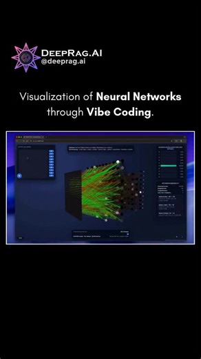 DeepRag.AI on Instagram: "🤯 This Neural Network Visualization is vibe-coded into pure art ⚡ A simple MLP (Multi-Layer Perceptron) trained on MNIST handwritten digits shown evolving step-by-step as the model learns to recognize numbers. Built using Three.js for real-time 3D rendering and PyTorch for training and the entire system runs right inside your browser. 🤯 No installs. No GPU. Just sit back and watch the neurons learn. The weights? Stored in JSON. The result? Neural networks made visual,