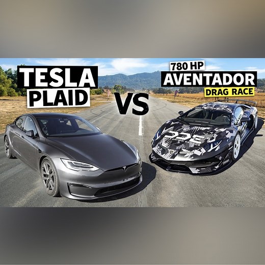 1.1M views · 8.7K reactions | 780hp Lamborghini Aventador SVJ vs Tesla Model S Plaid | Hoonigan | Facebook