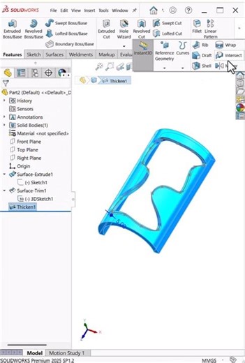 SolidWorks Spline on Surface | Surface Trim & Thicken #shortsfeed #shorts #solidworks