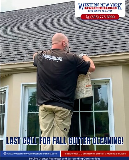 It's Gutter Cleaning Season in Rochester! Schedule your home's Gutter Cleaning Service before the schedule is full! What are you waiting for? Call us at (585) 775-8900 today and get your minds out of the gutter! - - #GutterCleaning #FallMaintenance #HomeCareTips #CleanGutters #SeasonalMaintenance #LeafSeason #HomeImprovement #FallReady | Western New York Exterior Cleaning