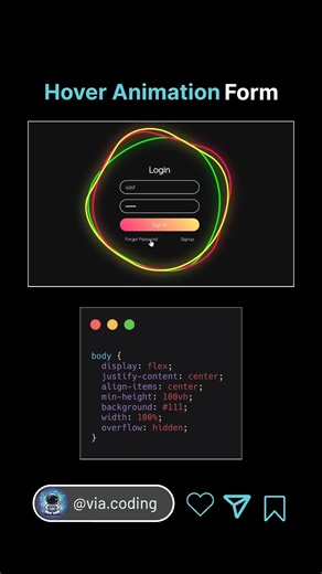 Hover Animation Form || #shortcutkeys #viralvideo #shorts #trending #shorts #htmlcssjavascript