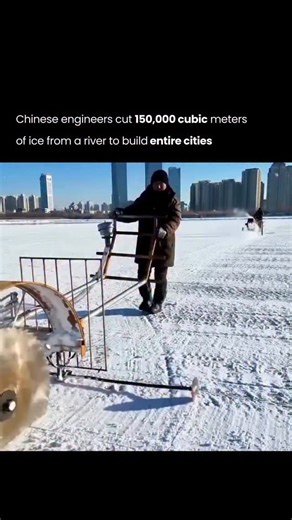 AI Tools | Robotics | Technology on Instagram: "The Songhua River freezes solid. Workers cut it into structural ice blocks. Precision cutting. Load calculations. Structural stacking at -25°C. Castles. Towers. Streets. All engineered from frozen water. For a few weeks, water becomes architecture. Ice becomes infrastructure. Then spring arrives. It all melts away like it never existed. Would you trust a building made entirely of ice? Comment “AI” for your free Viral Scroll Stopper AI Copywriter. I