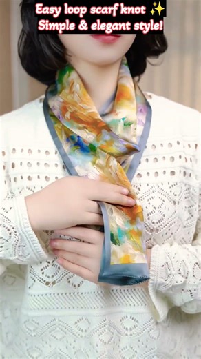 Simple Loop Scarf Knot | Elegant & Easy Neck Style Tutorial#shortsfeed #scarfstyle