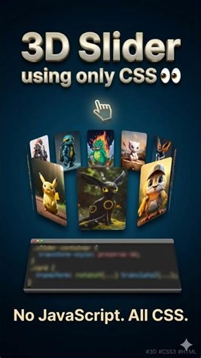 Crazy 3D Slider CSS Tutorial 😳 | AV CSS Magic #css #webdesign #coding #shorts #cssanimation