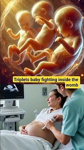 Amazing triplets baby fighting inside the womb #shorts #ultrasound #pregnant #triplets