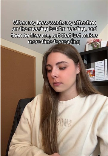 Here’s a Cheat Code no one tells you about 🤣 (all jokes) - - - - - When my boss wants my attention on the meeting but I’m reading, and then he fires me, but that just makes more time for reading. CHEAT COOOODEEEE.Because listen. Was I technically paying attention? No. Was I physically present? Yes. Was my soul currently in another fictional universe where the stakes were higher and the dialogue was better? Also yes.This meeting did not stand a chance. Not against a good book. Not against a chap
