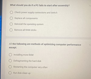 What should you do if a PC fails to start after assembly?1Che... | Filo