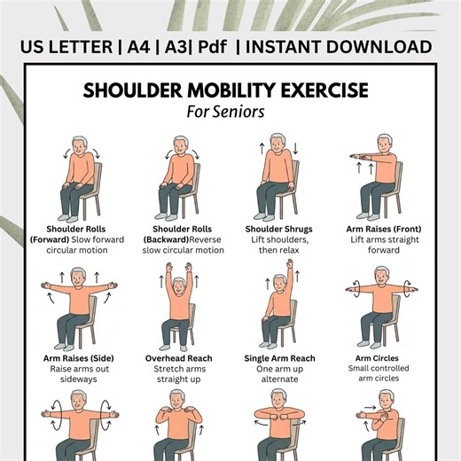 Shoulder Exercise Chart for Seniors Printable, Mobility Routine PDF - Etsy