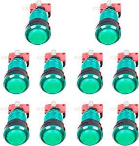 EG STARTS Arcade Buttons 30mm 12V LED lit Arcade Push Button Switch Compatible Arcade Joystick Mame Jamma Kit Part (Green)