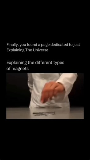 Explaining The Universe on Instagram: "Magnets are objects that produce a magnetic field, which is an invisible force capable of attracting or repelling certain materials, most commonly iron, nickel, and cobalt. They have two poles, a north and a south, and opposite poles attract while like poles repel. Magnets can be natural, like lodestones found in nature, or artificial, such as bar magnets and electromagnets, which generate magnetism through electric current. They are widely used in everyday