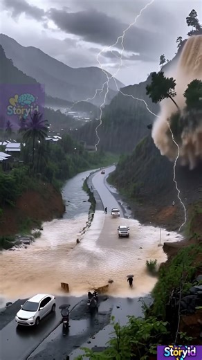 River Overflow Triggers Violent Mudslide — CCTV Footage