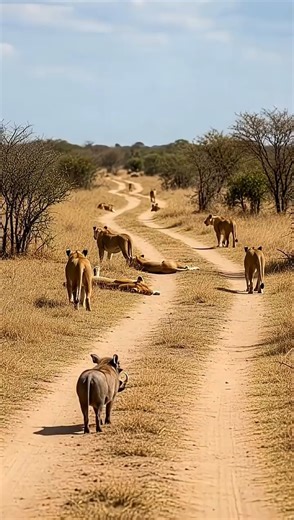 warthog running from lions funny