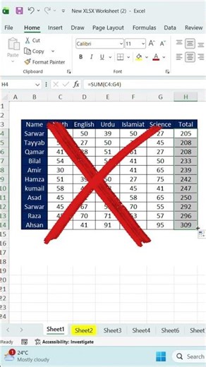 Alt + = Excel Shortcut 🔥 | Auto Sum in 1 Second #Shorts