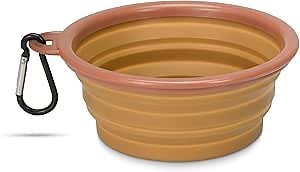 Made Easy Kit Portable Collapsible Dog Bowl for Water or Food Great Pet Travel Bowl in Multiple Sizes (Brown, Large 36oz)