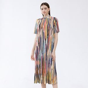 [Hot Item] 2024 Summer New Personalized Camouflage Slim Half High Neck Pleated Dresses for Women