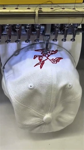 Catchy Caption From blank cap to bold brand—watch every stitch bring the logo to life