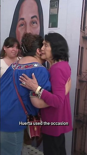 Dolores Huerta attends mural dedication ceremony in downtown LA