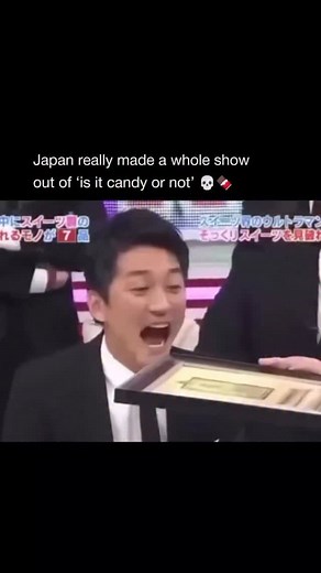 RiNNEyt on Instagram: "😂 There’s a Japanese game show called “Candy or Not Candy?” where everyday objects are secretly made out of chocolate or sweets. From shoes and books to door handles and even furniture, contestants have to figure out what’s real and what’s edible. The only way to find out is by biting into it—leading to hilarious moments. Sometimes they break their teeth on a real object, other times they’re shocked when a table leg or slipper turns out to be chocolate. It’s part comedy,