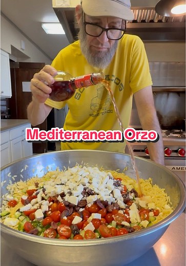 Kevin Ashton (@oldscoolkevmo) - Mediterranean Orzo Salad with Grilled Chicken Recipe