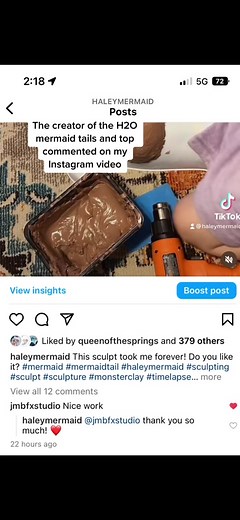 Mermaid Tail Artist Gets Hero Compliment on Instagram