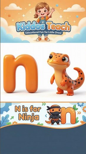 N is for Ninja Newt! 🧡🐾 #abcforkids #abcteaching #childrenseducation