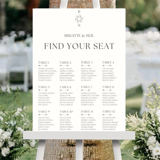 Wedding Seating Plan Template Editable in Canva | Printable Seating Chart Poster | Digital Download - Etsy Australia