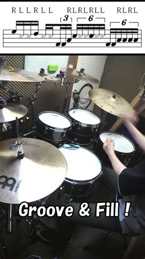 いますぐ使えるフィルイン -991個め- (加速するフィル) #shorts #drummer #drums #ドラムフィルイン #ドラムテクニック #drumlessons