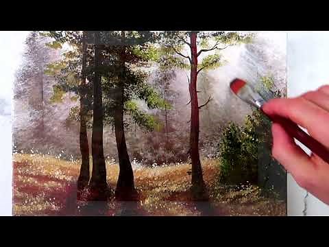 Pine Trees in Sunlight | Acrylic Step by Step Painting Techniques