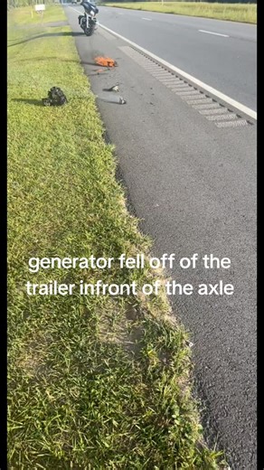 Devin Fleischer | Generator fell off the trailer, got stuck under the axle and caught fire. here we are🫡 loyalty rewards @harborfreight (last pic is for laughs) | Instagram