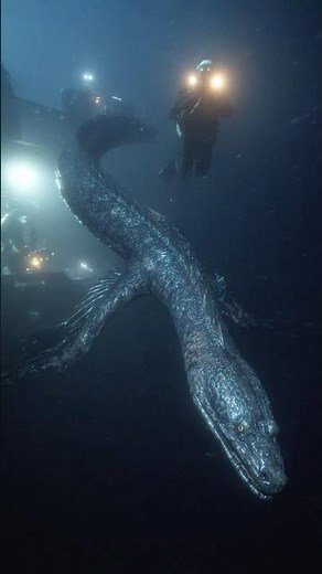 Divers Film Unknown Creature Swimming Beneath Cargo Ship at Night