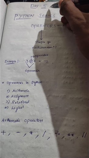 Madhu Sudhan on Instagram: "📘 Day 5: Python Operators ➕ Arithmetic operators perform calculations (+, −, *, /, %) 📝 Assignment operators assign values (=, +=, −=, *=) ⚖️ Relational operators compare values (>,