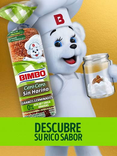 ¡Ya está aquí Pan Cero Cero Bimbo Sin Harina! Conoce un pan con granos germinados, proteína, fibra y vitamina B1.