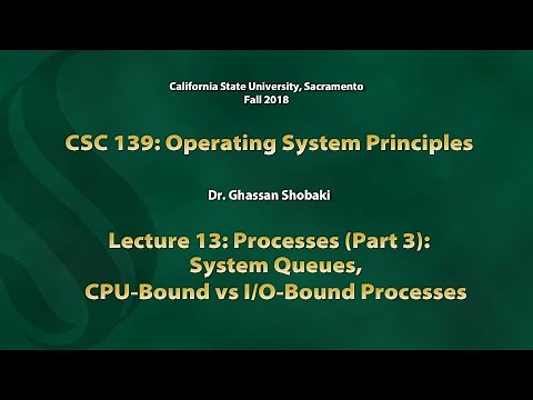 Operating Systems Lecture 13: Processes (Part 3): System Queues, CPU-Bound vs I/O-Bound Processes