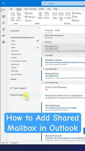 How to Add a Shared Mailbox in Outlook #techbytosh #outlook #microsoft365 #emails #sharedmailbox