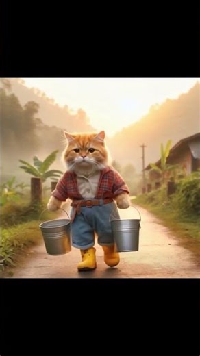 Mehnati Billi Ka Khet 🐱👒🌾 | Cute Cat Farmer Story #shorts