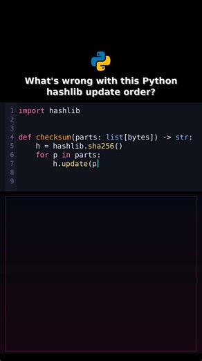Whats wrong with this Python hashlib update order? #pythonmistake