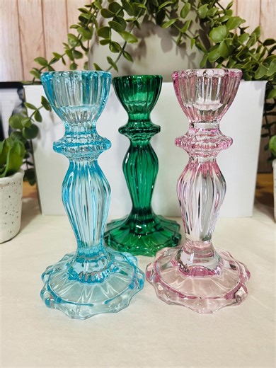 Classic Glass Candle Holders< a Very Traditional Retro Item - Etsy
