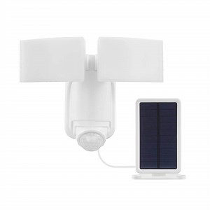 Check The Home Depot's Q&A Before Buying: Defiant 180° White Motion Sensing Security Light Solar Powered Outdoor 2-Head LED Flood Light 1400 Lumens